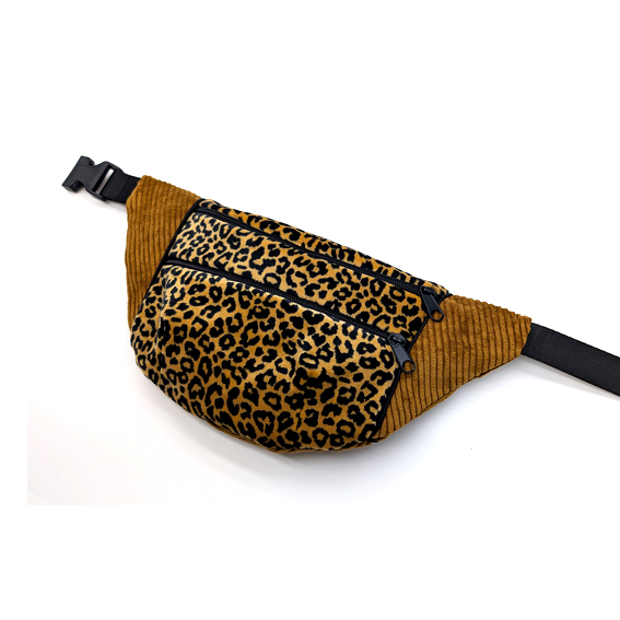 Sac banane VELOURS Jaune Leopard