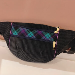 Sac banane VELOURS Noir-Tartan